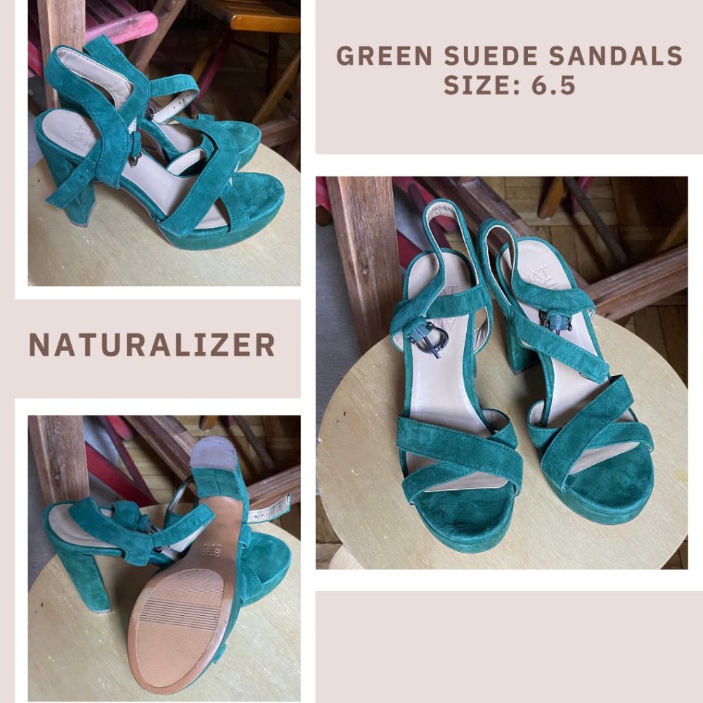 Naturalizer Green Suede Sandals
